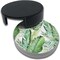 Set of 6 Green Tropical Palm and Fern Leaves Leather Drinks Coasters with Holder